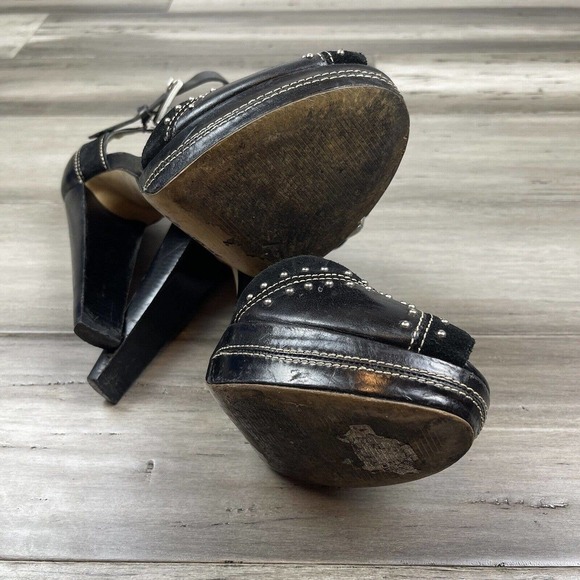 Michael Kors Astor Quarter Strap Heels Women's Black Silver Studs 9 - Picture 5 of 8
